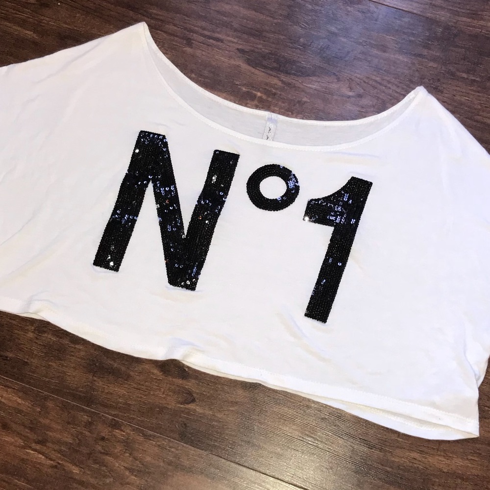 Sequined off the shoulder crop top M / L - Picture 3 of 4